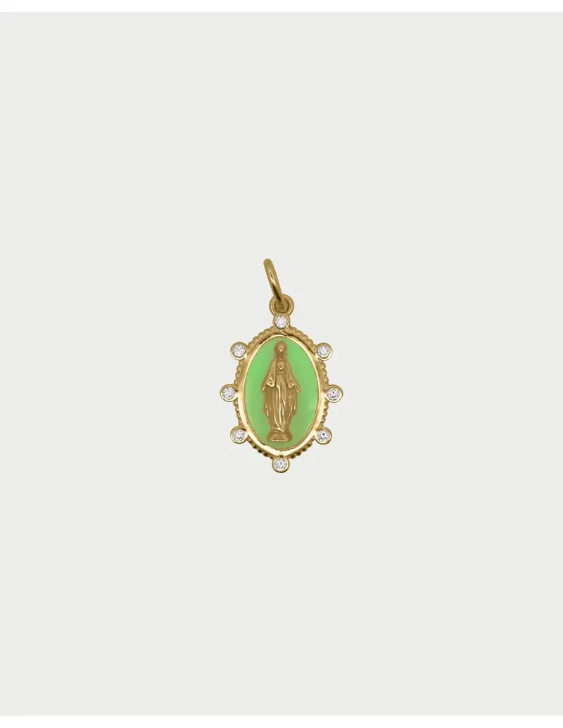 Charm Madonna Green RUE DES MILLE Charmbar in argento 925 dorato CB-CN 28