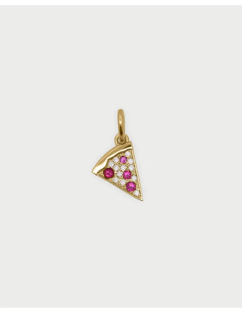 Charm Pizza RUE DES MILLE Charmbar in argento 925 dorato e cristalli CB-CN 16