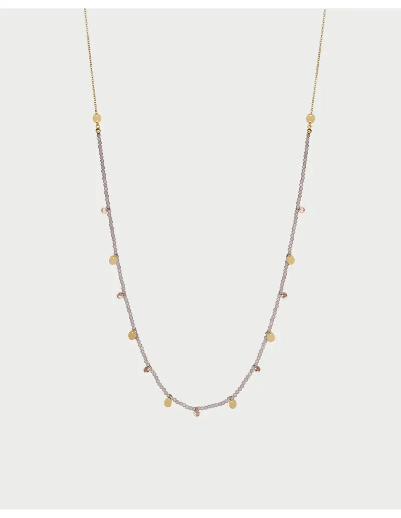 Collana lunga RUE DES MILLE Gipsy Chic con pepite di Zirconi Milky e medagliette in argento 925 CL-031 M2 M AU