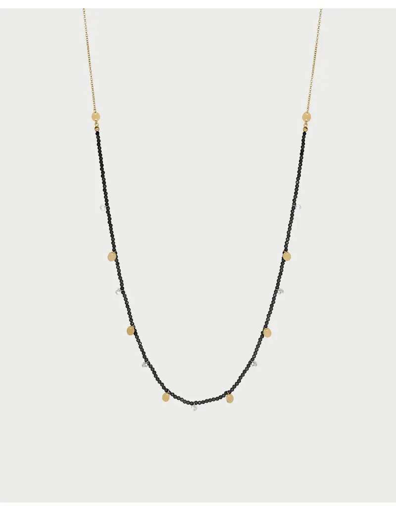 Collana lunga RUE DES MILLE Gipsy Chic con pepite di Zirconi Milky e medagliette in argento 925 CL-031 M2 N AU