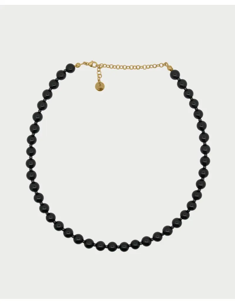Girocollo base agata nera e zirconi milky RUE DES MILLE Charmbar in argento dorato CB-GR 11 N