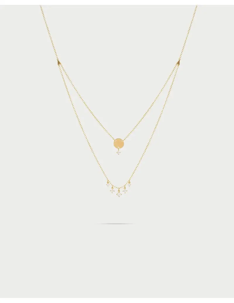 Girocollo double RUE DES MILLE Essence in argento 925 dorato Disco e cristalli bianchi GRZ-024 M4 TD AU