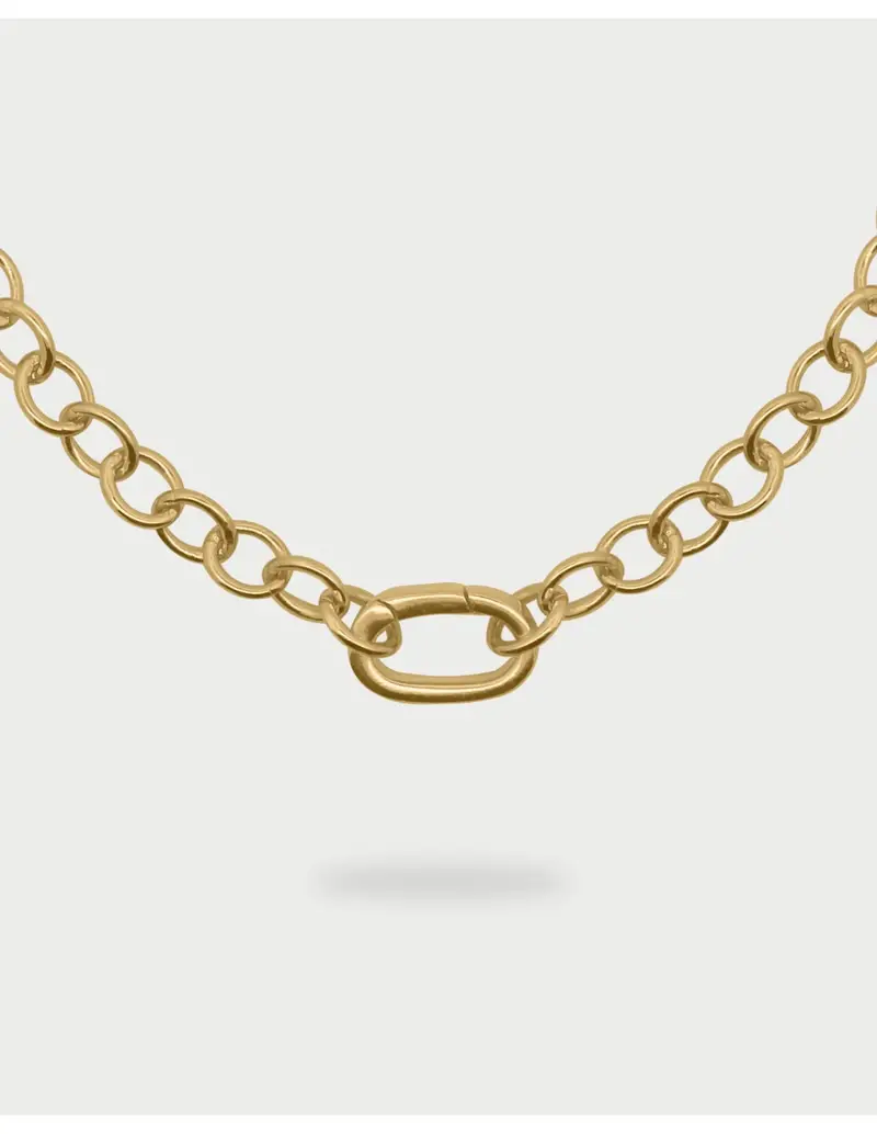 Girocollo Rolò chain Base ovale RUE DES MILLE Charmbar in argento 925 dorato CB-GR 05