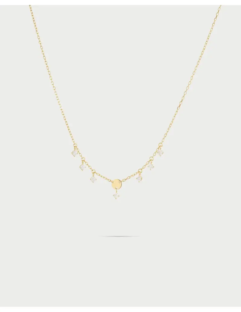 Girocollo RUE DES MILLE Essence in argento 925 dorato Mini Disco e cristalli bianchi GRZ-024 M2 TD AU