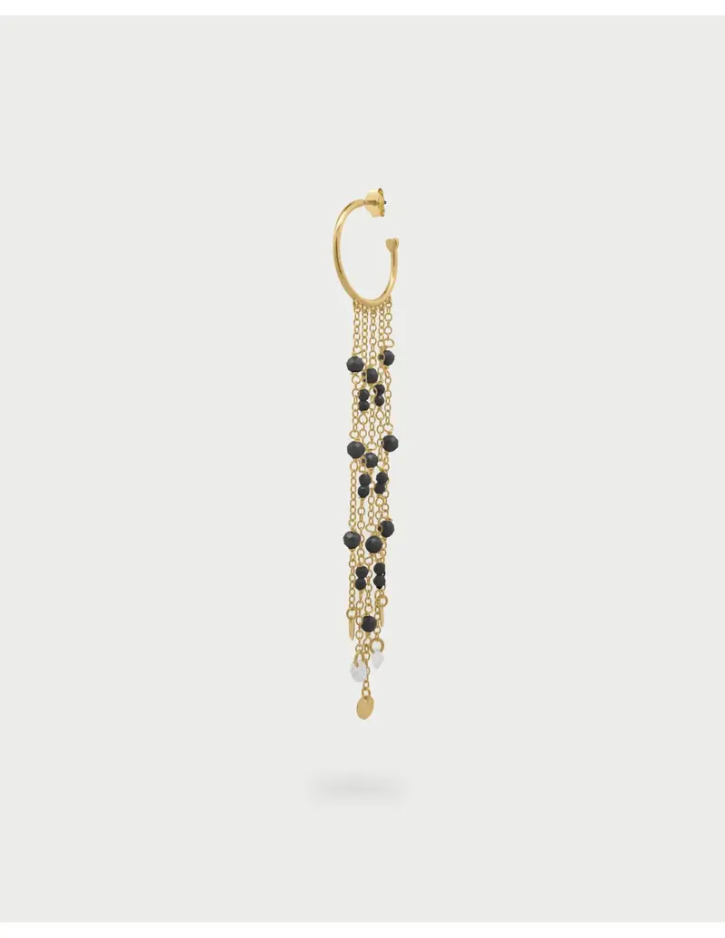 Mono orecchino Hoop RUE DES MILLE Gipsy Chic con catene e pendenti in argento 925 OR-031 M3 N AU