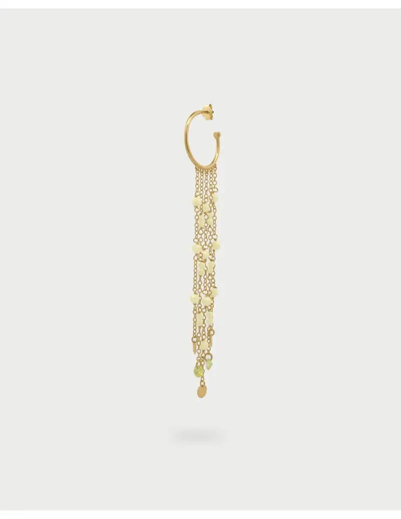 Mono Orecchino Hoop RUE DES MILLE Gipsy Chic in argento 925 dorato pepite lime OR-031 M3 V AU