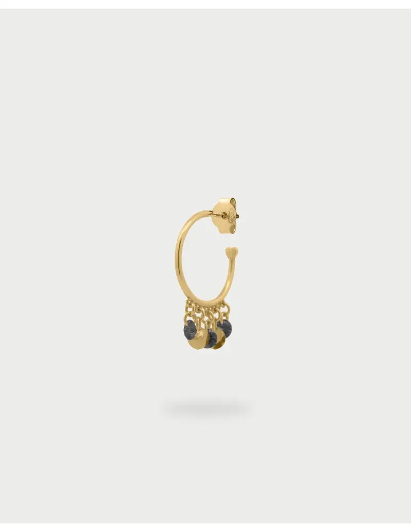 Mono orecchino Hoop RUE DES MILLE Gipsy Chic zirconi e medaglie pendenti in argento 925 OR-031 M4 N AU