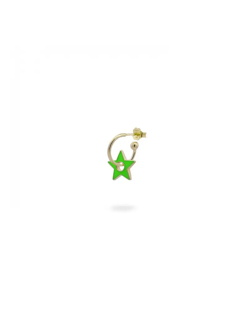 Mono Orecchino RUE DES MILLE Colorfun in argento 925 dorato stella verde OR-023 CER VE AU