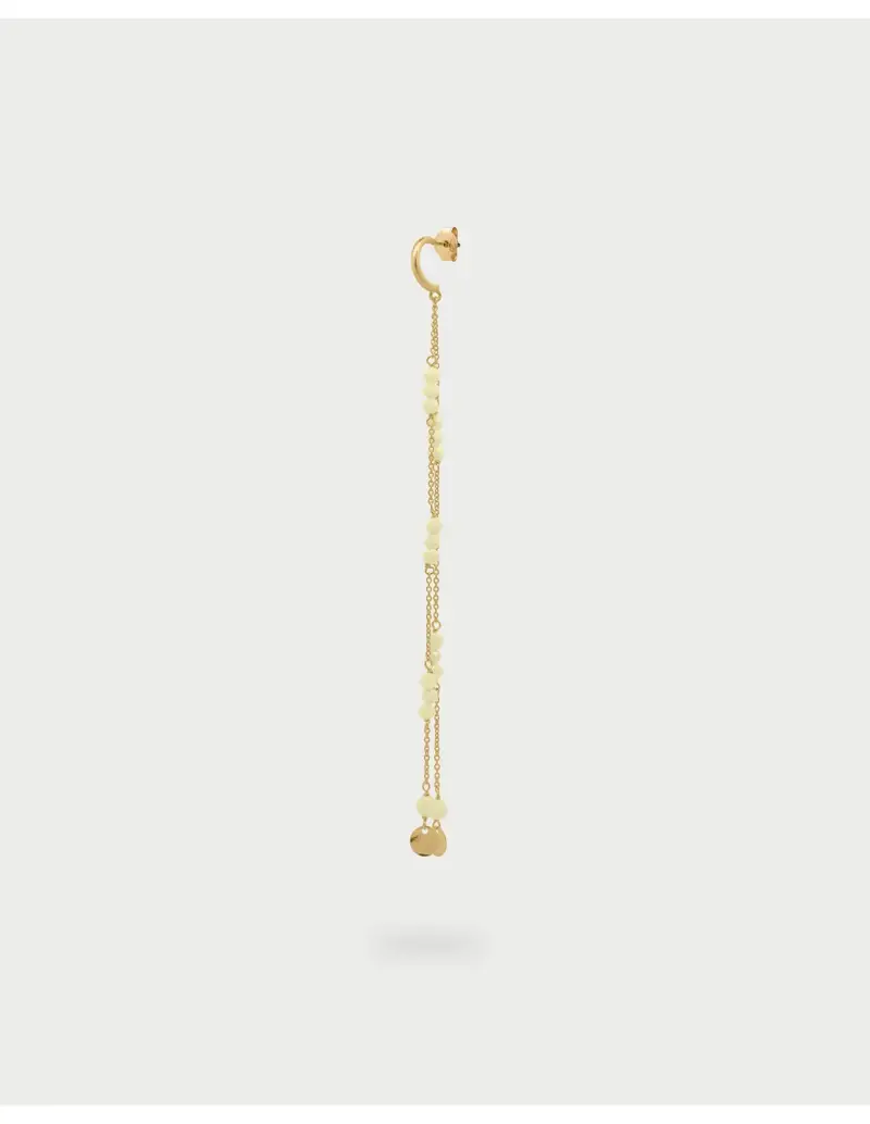 Mono Orecchino RUE DES MILLE Gipsy Chic in argento 925 dorato doppia catena pepite lime OR-031 M5 V AU