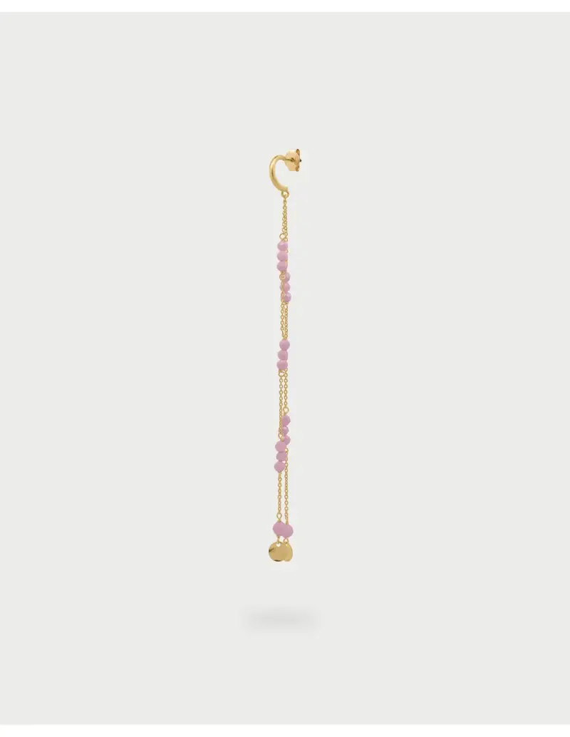 Mono Orecchino RUE DES MILLE Gipsy Chic in argento 925 dorato doppia catena pepite rosa OR-031 M5 R AU