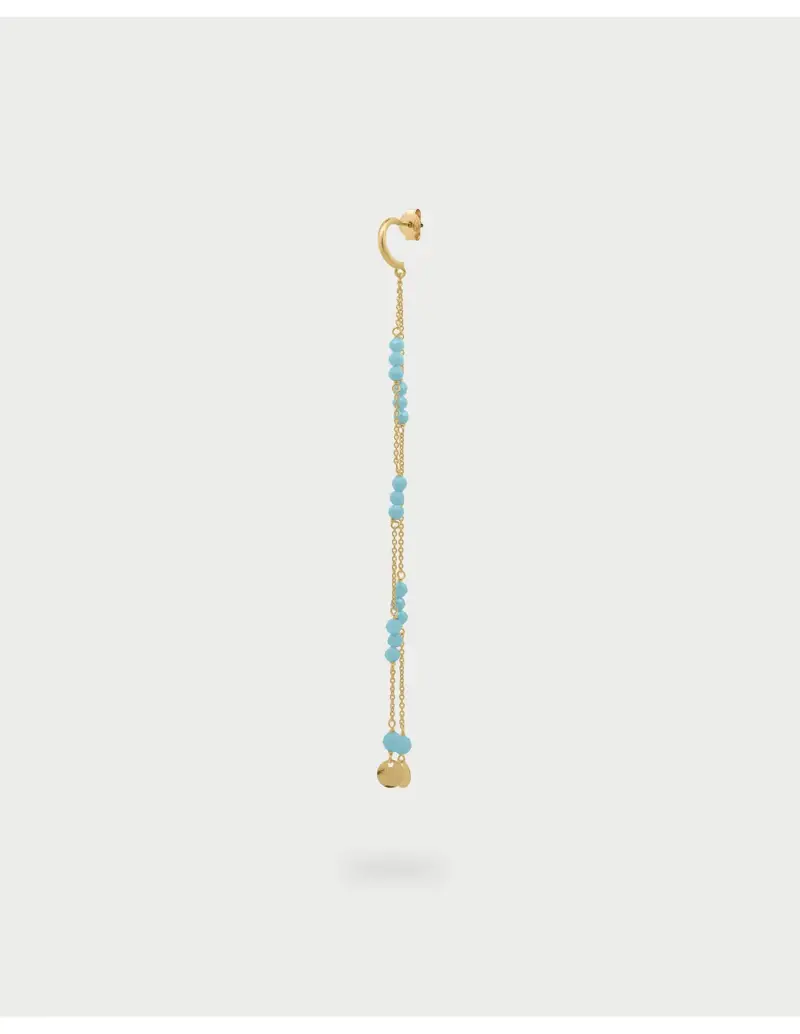 Mono Orecchino RUE DES MILLE Gipsy Chic in argento 925 dorato doppia catena pepite turchese OR-031 M5 T AU