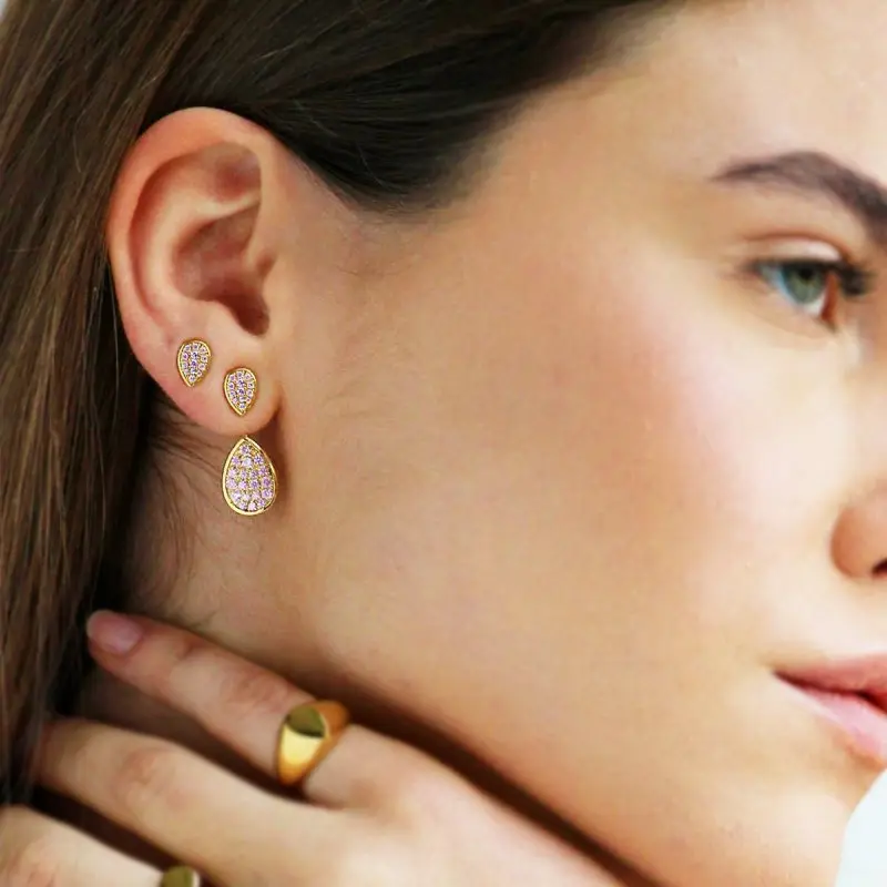 Orecchini Asimmetrici Double Drops - Rue Des Mille miniatura 2