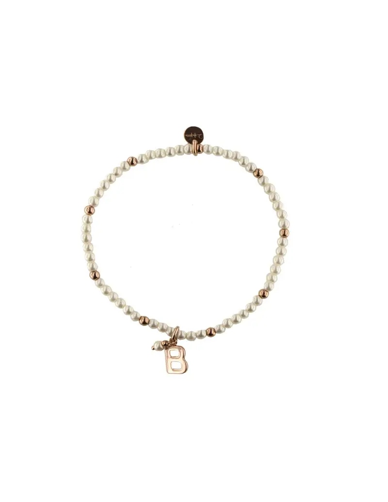 SALDI Bracciale elastico RUE DES MILLE in argento 925 rosato con perle BR-LETPE B Lettera B