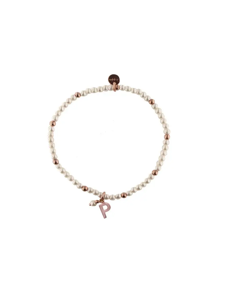 SALDI Bracciale elastico RUE DES MILLE in argento 925 rosato con perle BR-LETPE P Lettera P