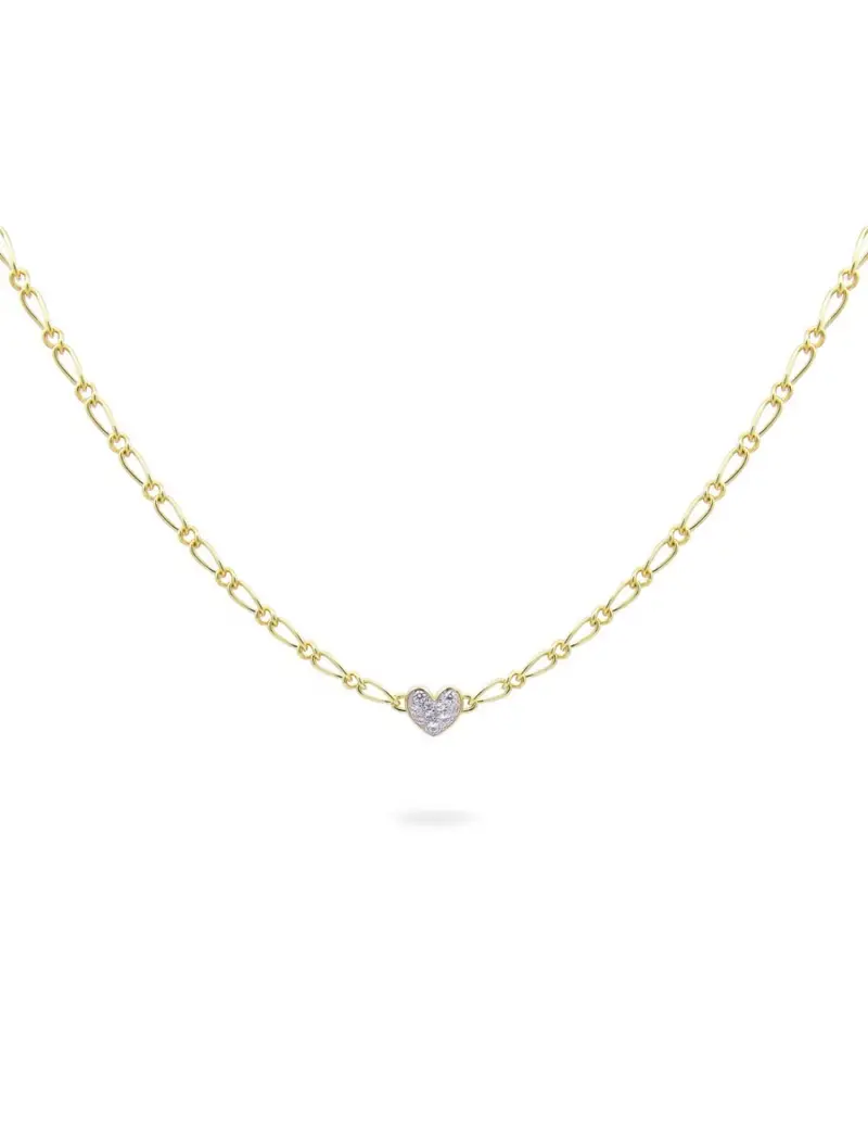 Saldi Girocollo RUE DES MILLE Shapes catena cheval in argento dorato con cuore small pave GRZ-020 M1 CUO AU