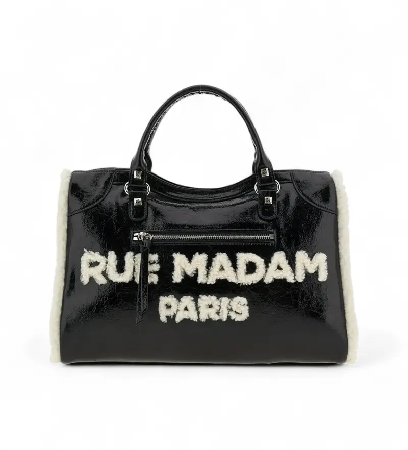 per donna. 1494 Borsa tote Shine nera (OSFA), Nero, Casual, Poliuretano