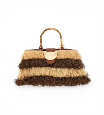 per donna 1555 Cesto Riad Fringes, borsa marrone (OSFA), Beige, Casual, Poliuretano