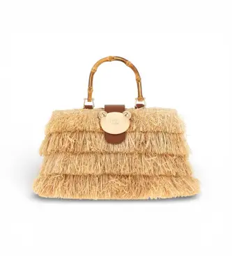 per donna 1555 Cesto Riad Fringes, borsa marrone (OSFA), Beige, Casual, Poliuretano