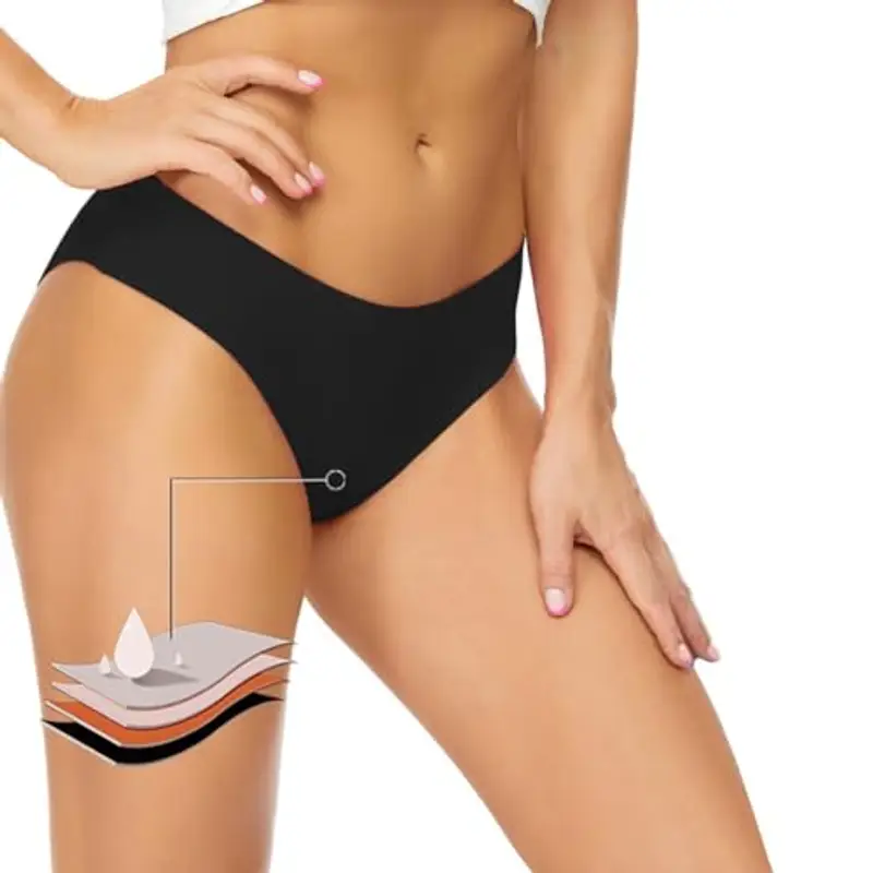 Runmeihe Pantaloni da Nuoto per Il Periodo, Costumi da Bagno per Bikini, Biancheria Intima Mestruale a Prova di Perdite, Pantaloni da Bagno a Vita Bassa (IT, Numero, 36, 38, Regular, Regular, Black)