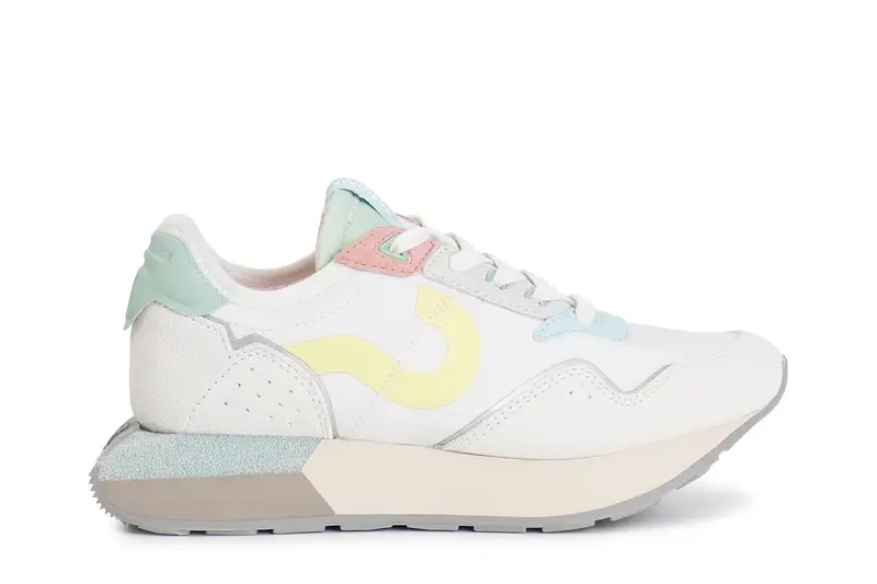 running in tessuto e pelle scamosciata bianco salvia 40