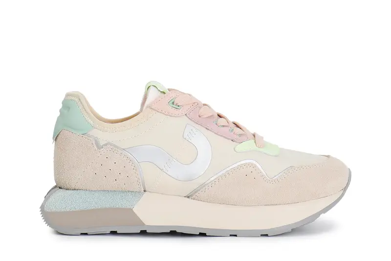 running in tessuto e pelle scamosciata multi beige 39