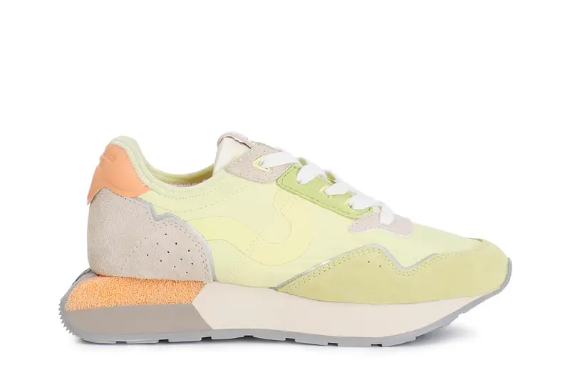 running in tessuto e pelle scamosciata multi giallo