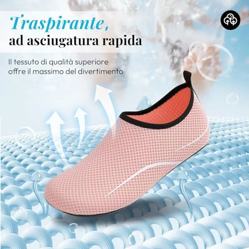 RUOMU Scarpe Scoglio Donna Scarpette per Scogli Water Shoes Scarpe per Mare Antiscivolo Scarpe Spiaggia Scarpe Acquatiche per Sport Acquatici Parco Acquatico.(Rosa, 38 EU) miniatura 2