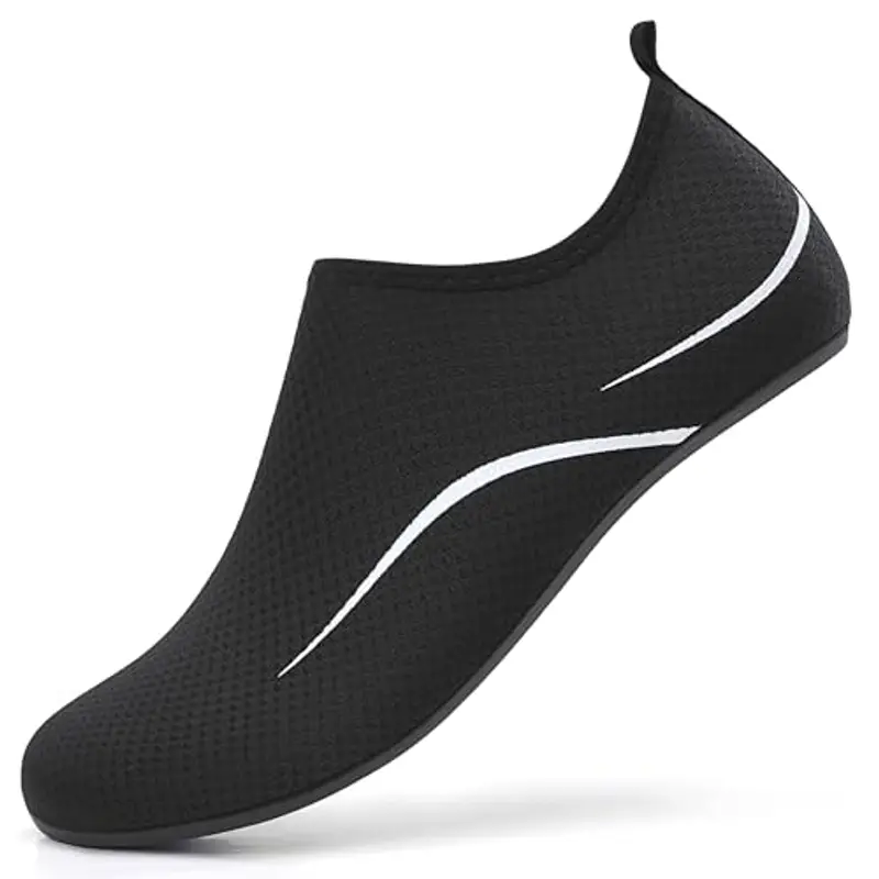 RUOMU Scarpe Scoglio Uomo Donna Scarpette per Scogli Water Shoes Scarpe per Mare Antiscivolo Scarpe Spiaggia Scarpe Acquatiche per Sport Acquatici Parco Acquatico.(Nero,43 EU)