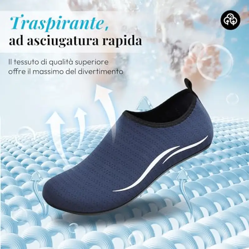 RUOMU Scarpe Scoglio Uomo Scarpette per Scogli Water Shoes Scarpe Mare Antiscivolo Scarpe Spiaggia Scarpe Acquatiche per Sport Acquatici Parco Acquatico.(Blu Scuro, 37 EU) miniatura 2