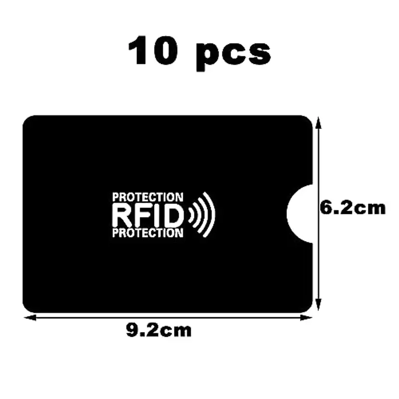 RUOXIXI 10 Pezzi Custodia Bancomat Schermato, Protezione RFID, Proteggi Carte di Credito Contactless per Donne Uomini, 9.2 x 6.2 cm, per Passaporto, Proteggi Carta Bancaria, Nero miniatura 2