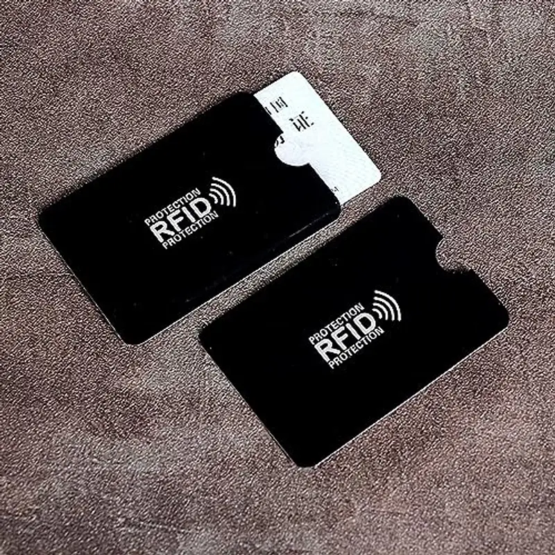 RUOXIXI 10 Pezzi Custodia Bancomat Schermato, Protezione RFID, Proteggi Carte di Credito Contactless per Donne Uomini, 9.2 x 6.2 cm, per Passaporto, Proteggi Carta Bancaria, Nero miniatura 3