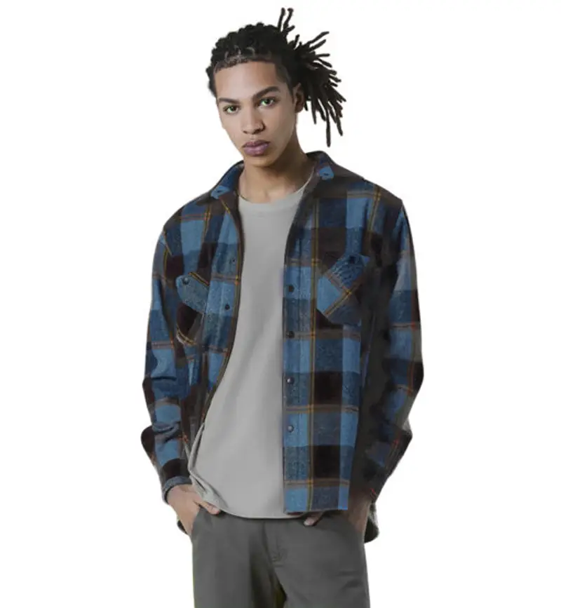 Camicione in Flanella di Lana M - camicia maniche lunghe - uomo Blue