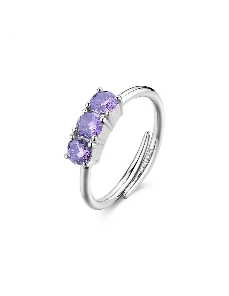 Anello regolabile S'AGAPO Dazzly SDZ156 in acciaio 316L con cristalli colore ametista