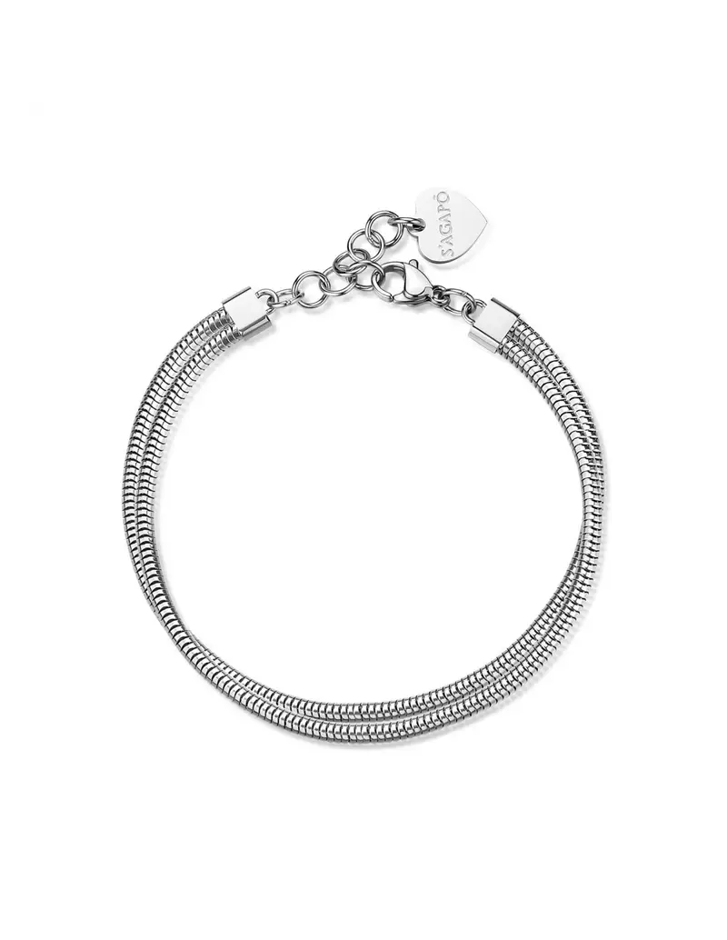 Bracciale doppio filo catena snake S'AGAPO Chunky SHK118 in acciaio 316L