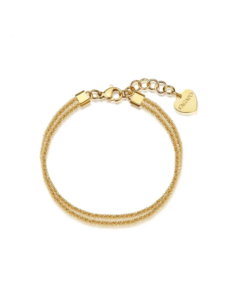Bracciale doppio filo S'AGAPO Chunky SHK113 in acciaio 316L dorato