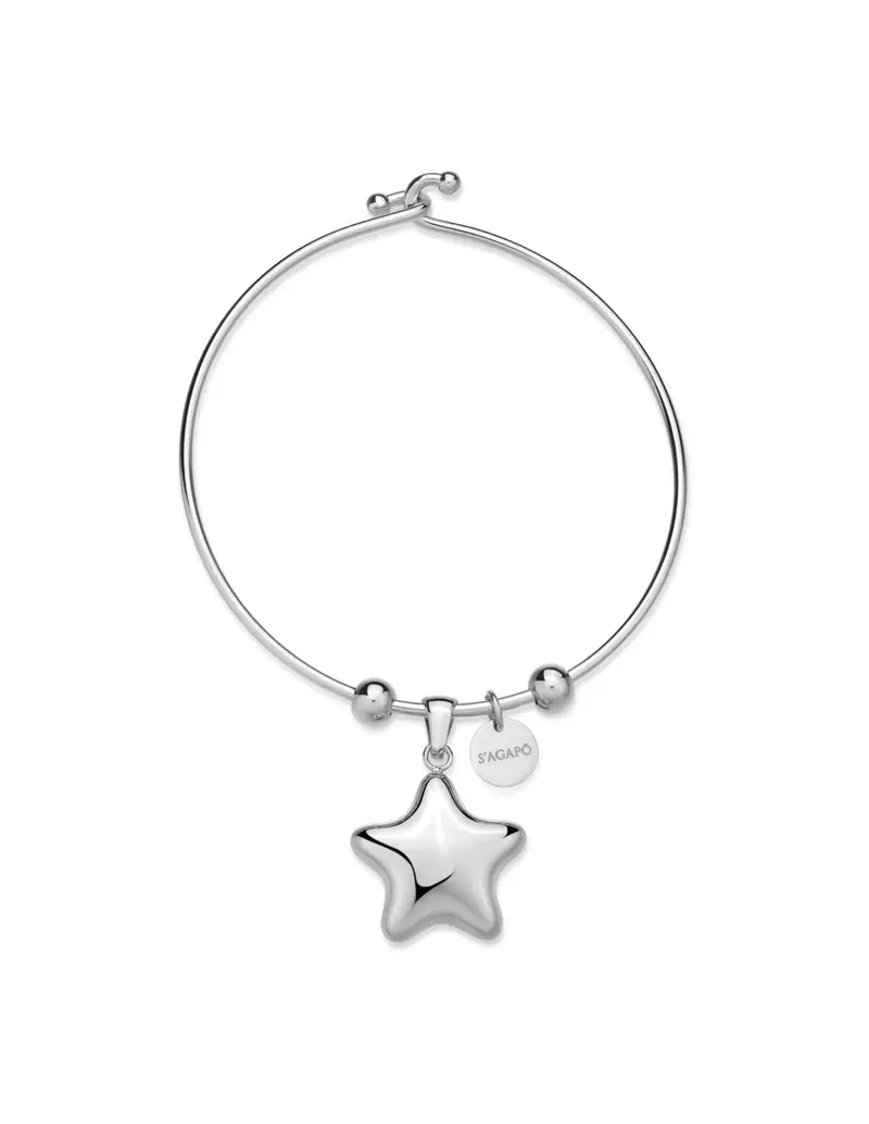 Bracciale rigido S'AGAPO Stellar SSE25 in acciaio 316L con pendente stella