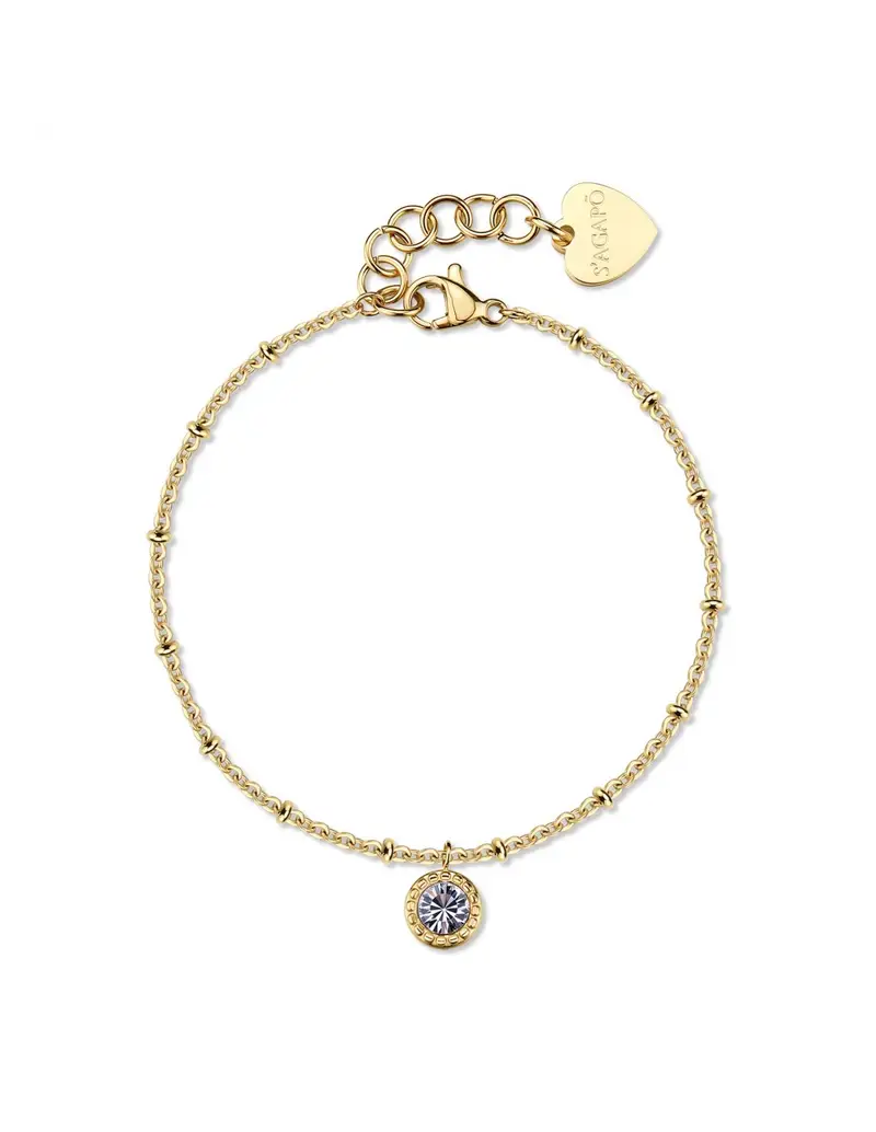 Bracciale S'AGAPO Aurora SAR63 in acciaio 316L dorato con cristallo