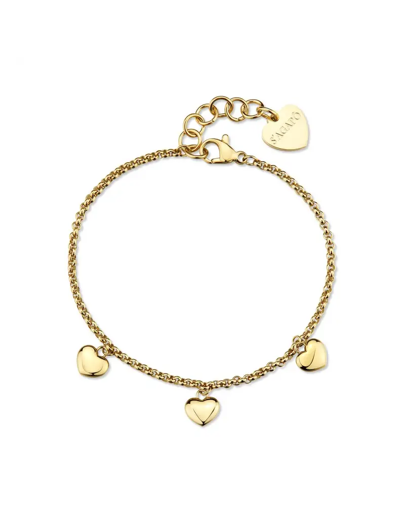 Bracciale S'AGAPO Aurora SAR65 in acciaio 316L dorato con cuori