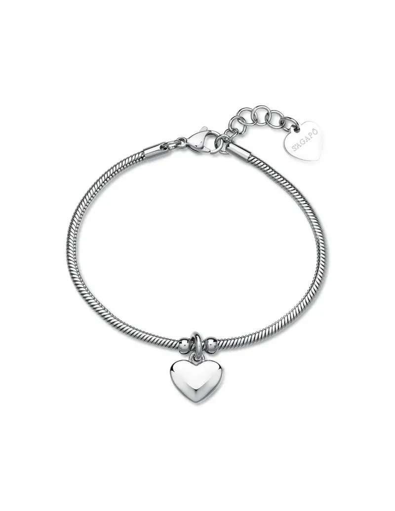 Bracciale S'AGAPO Click SCK292 in acciaio 316L pendente Cuore