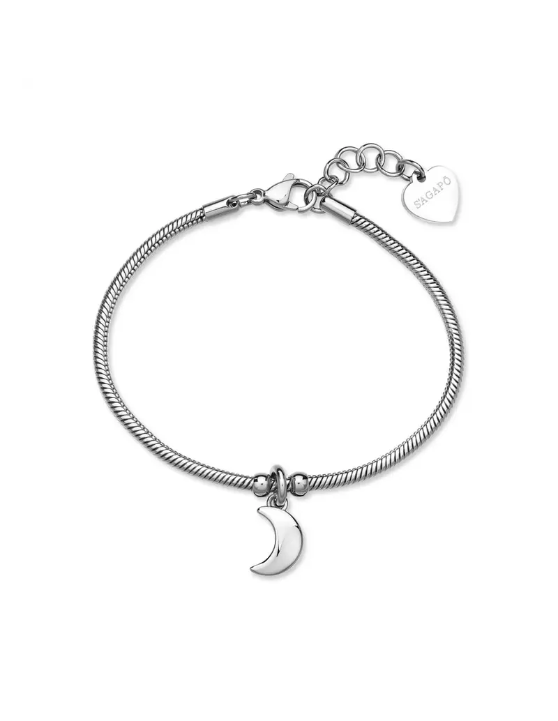 Bracciale S'AGAPO Click SCK294 in acciaio 316L pendente Luna