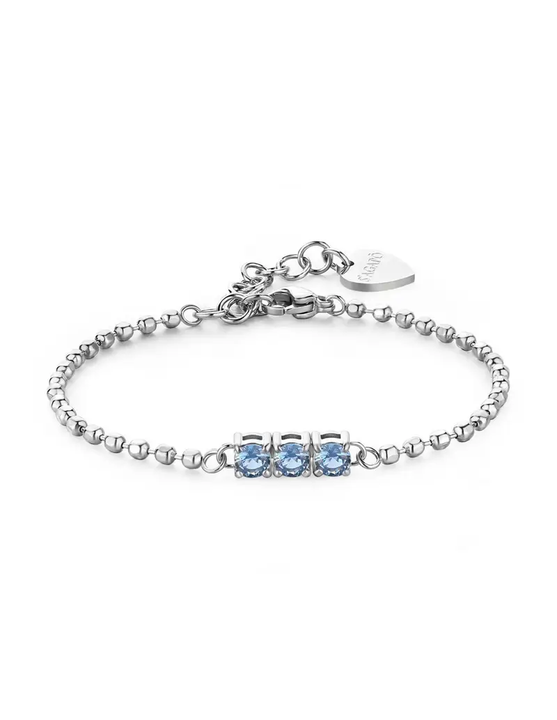 Bracciale S'AGAPO DAZZLY in acciaio 316L con 3 cristalli light sapphire SDZ24