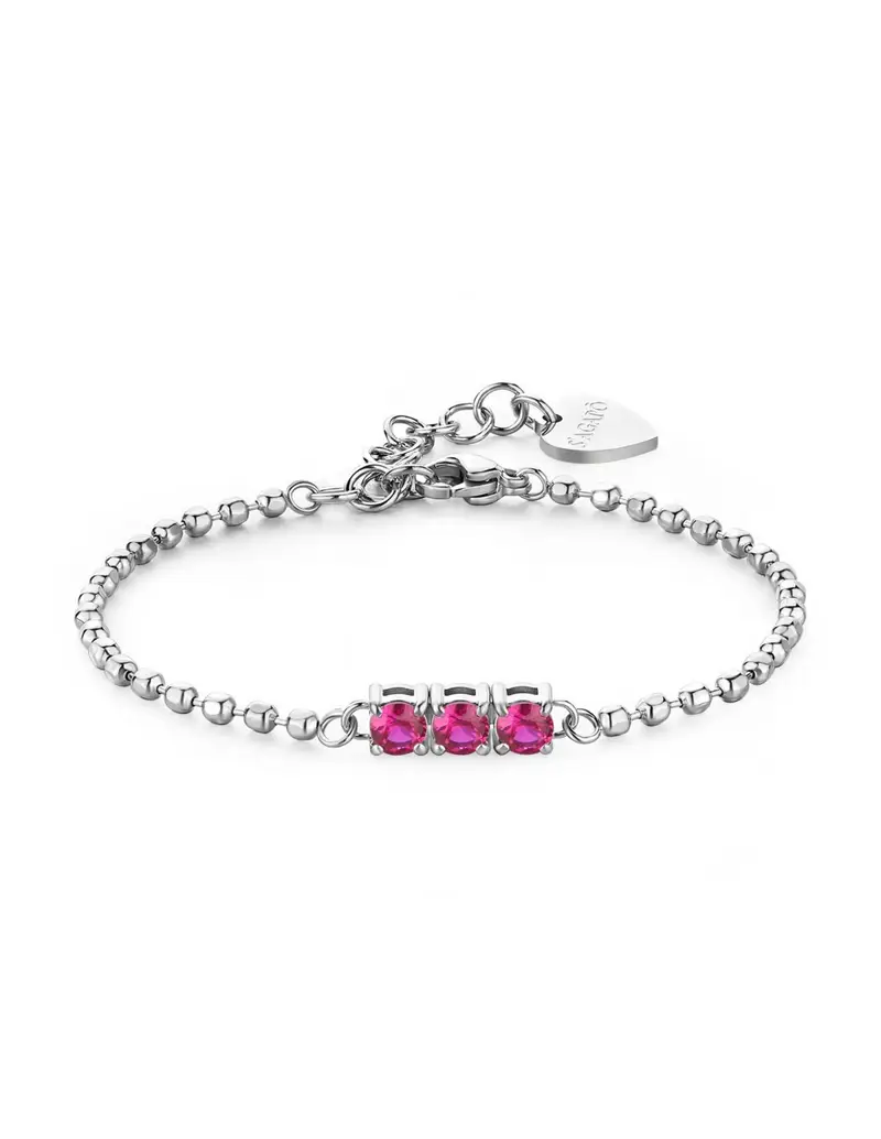 Bracciale S'AGAPO DAZZLY in acciaio 316L con 3 cristalli rose SDZ22
