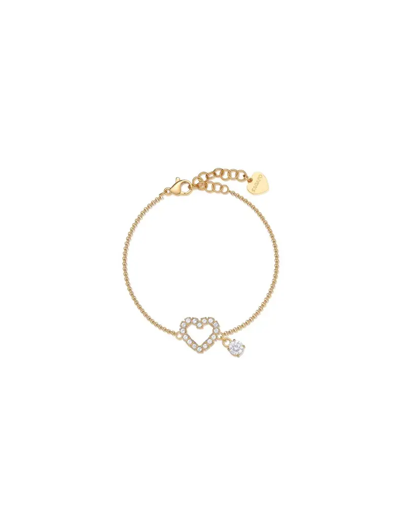 Bracciale S'AGAPO Twinkle SWN02 in acciaio 316L dorato con pendente cuore e cristalli