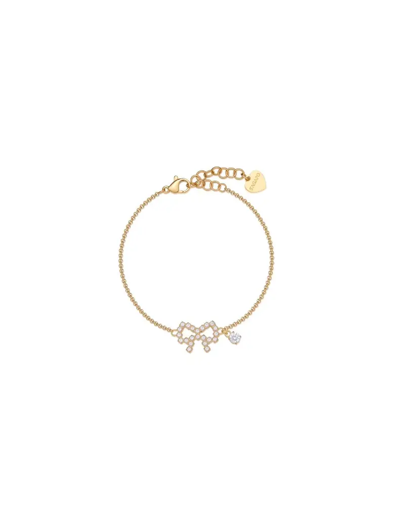 Bracciale S'AGAPO Twinkle SWN14 in acciaio 316L dorato con pendente fiocco e cristalli