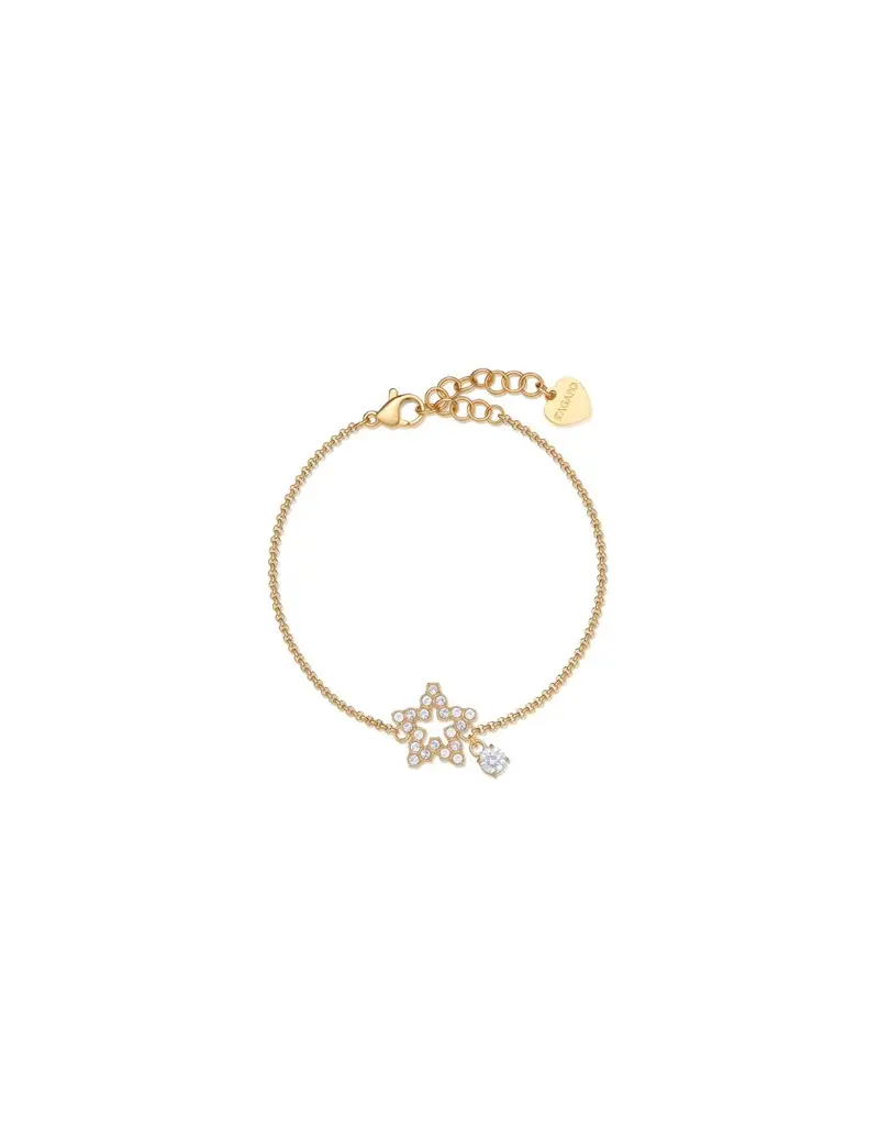 Bracciale S'AGAPO Twinkle SWN16 in acciaio 316L dorato con pendente stella e cristalli