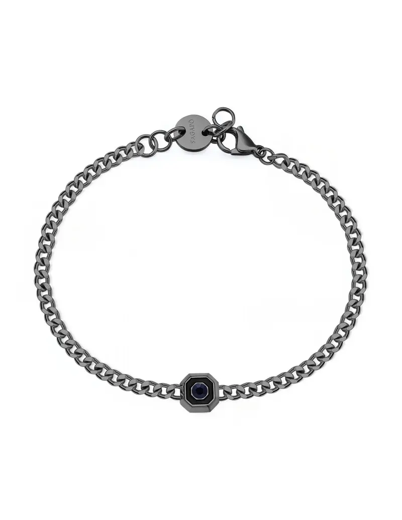 Bracciale S'AGAPO' Uomo SNAP Acciaio 316L SNP14 ruthenium Ottagono e Cristallo