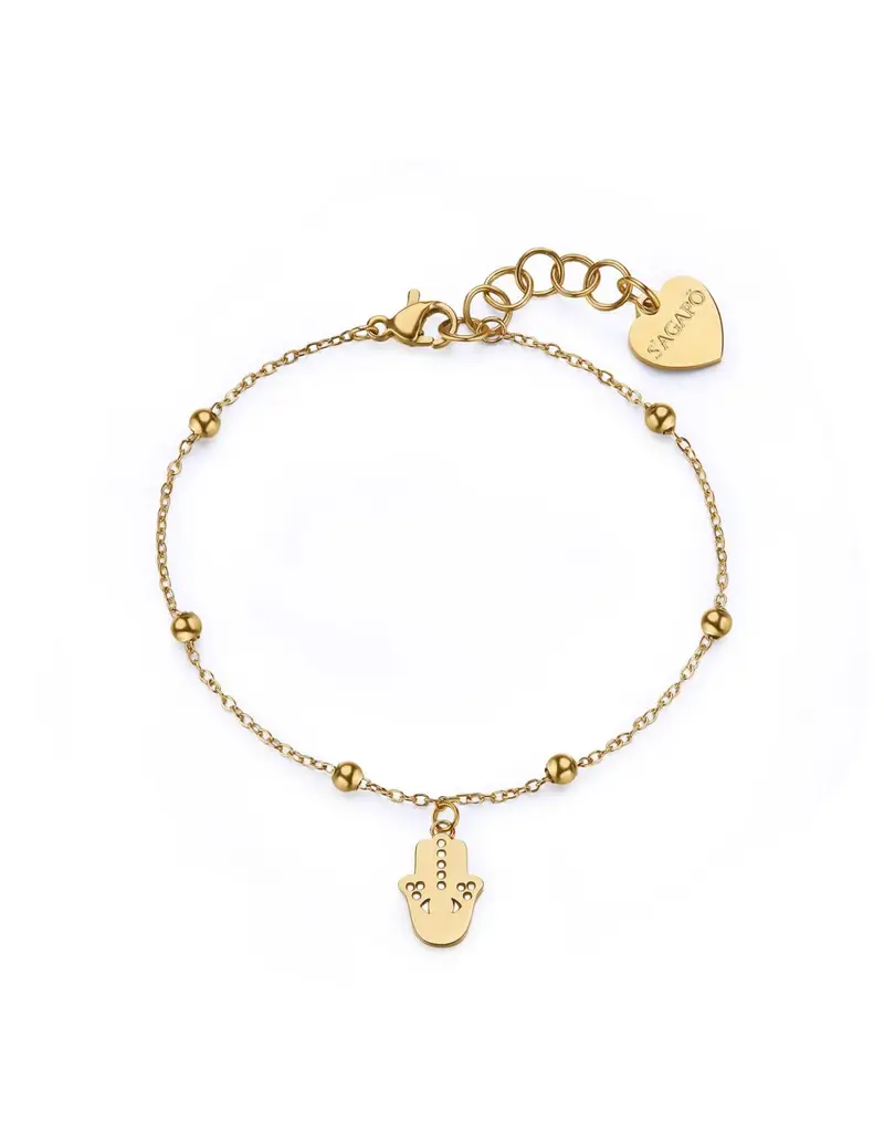 Bracciale S'AGAPO Witch SWH18 in acciaio 316L dorato mani di Fatima