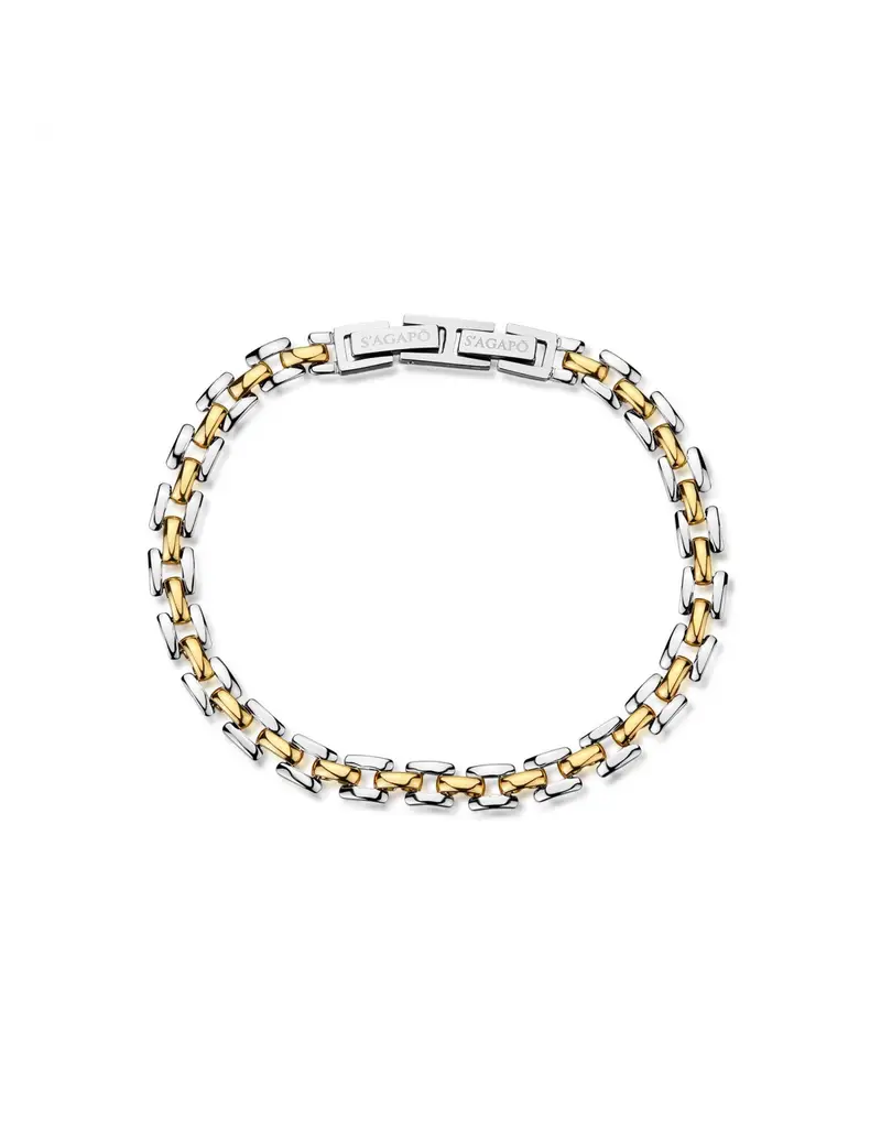 Bracciale Uomo S'AGAPO Ripple SRP99 in acciaio 316L e pvd oro