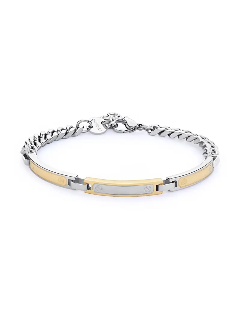 Bracciale Uomo S'AGAPO Titan STI17 in acciaio 316L centrale in finitura pvd oro 14K
