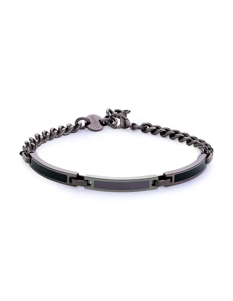 Bracciale Uomo S'AGAPO Titan STI18 in acciaio 316L finitura pvd marrone e centrale in finitura pvd colore rutenio